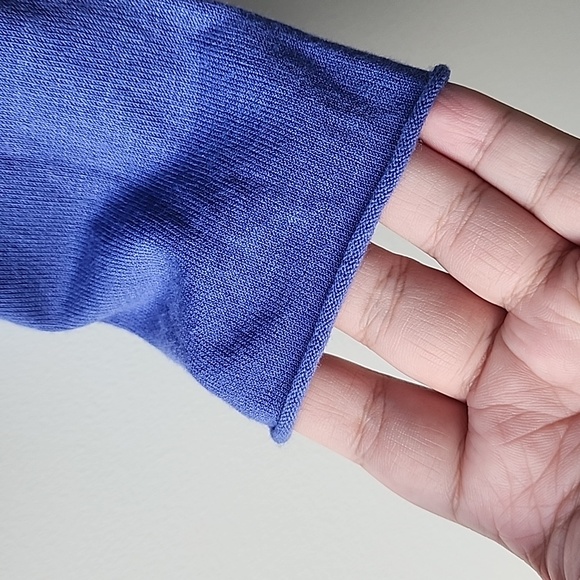 Kookai Braided Trim Fine Knit Button Up Blue Cardigan - Picture 3 of 9